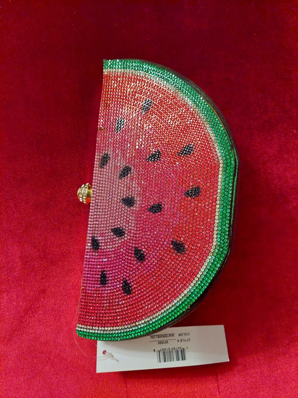Crystal Watermelon Half-Moon Clutch - Pink & Green